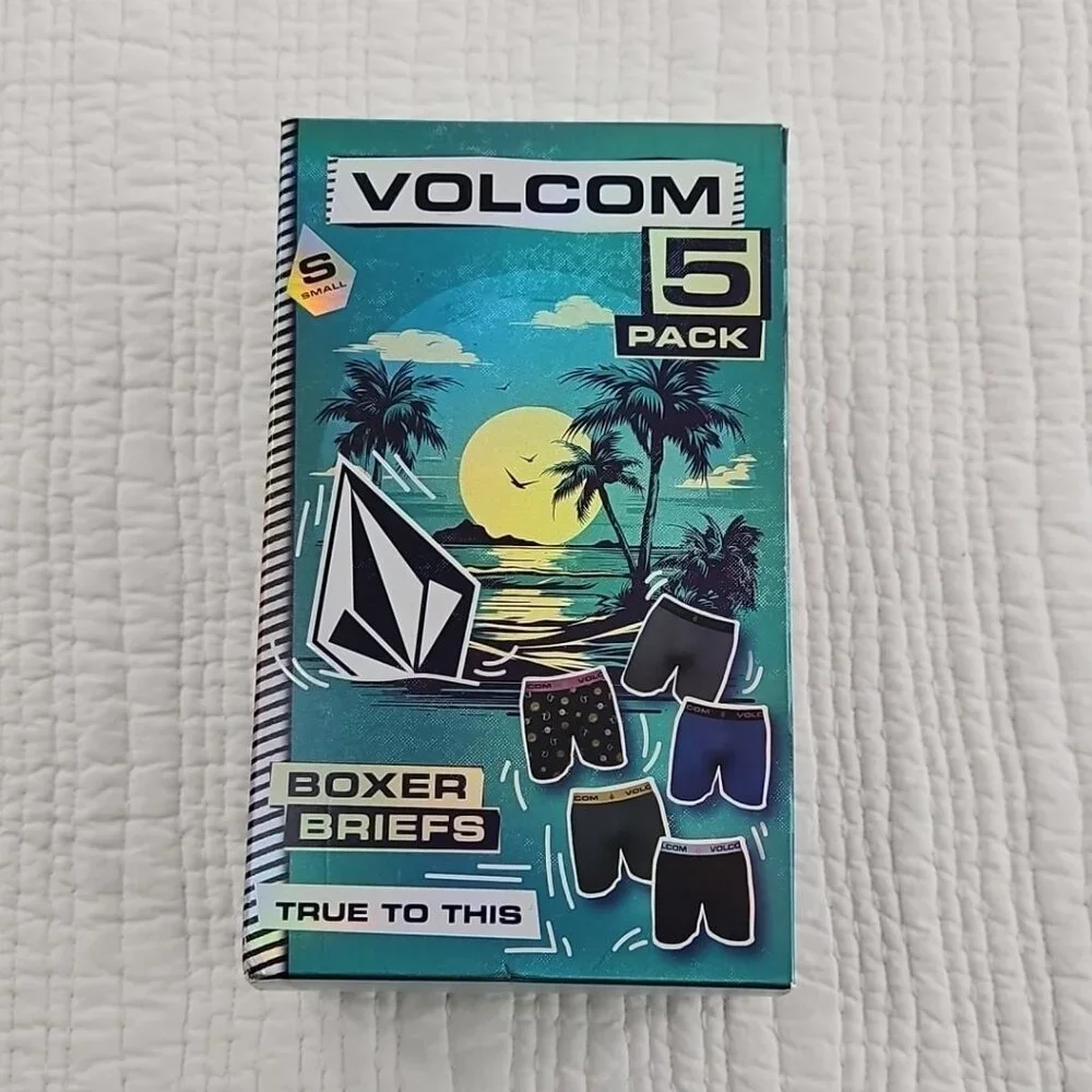 Volcom 5 Pack Boxer Briefs Size Small (28-30) 5.5 inch Inseam‎ NEW Stretch NWT